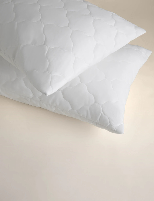  Sleep Solutions 2 Pack Quilted Waterproof Pillow Protectors White 