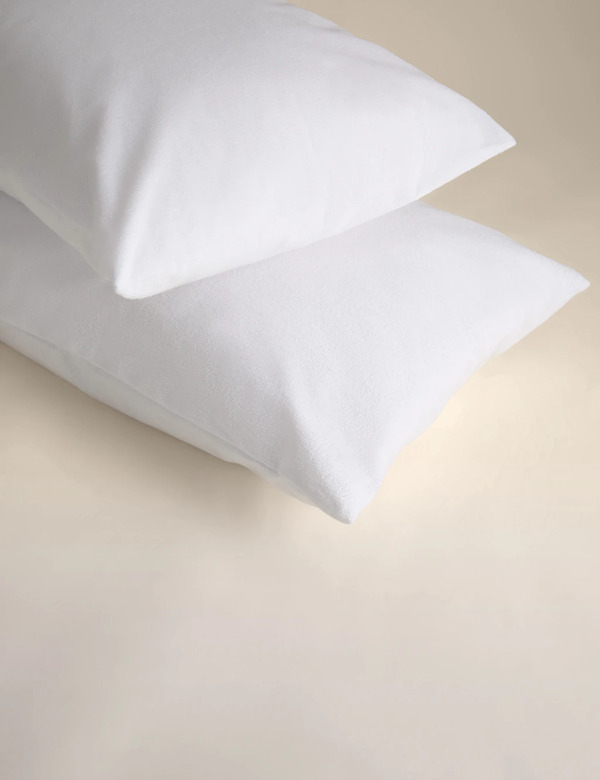  Sleep Solutions 2 Pack Terry Waterproof Pillow Protectors White 