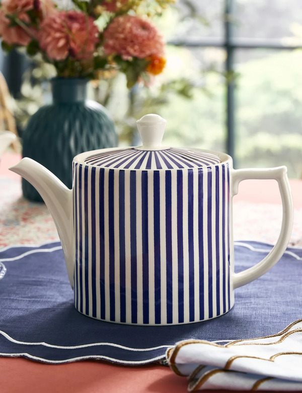  Spode Striped Teapot Blue 