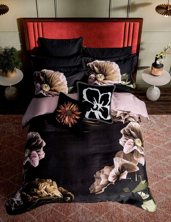  Ted Baker Pure Cotton Sateen Paper Floral Bedding Set Navy 