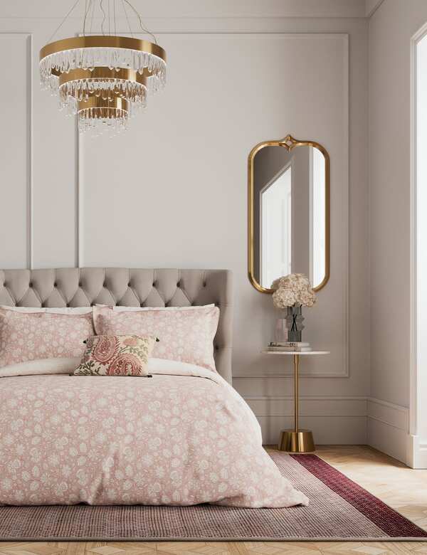  V&a Pure Cotton Eternal Bloom Bedding Set Dusky Rose 