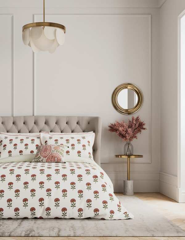  V&a Pure Cotton Regal Marigold Bedding Set Dusky Rose 