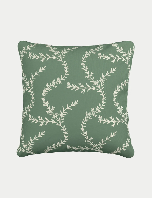  V&a Velvet Chikan Cushion Green 