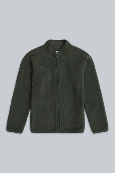  Animal Fern Kids Borg Raglan Fleece   Green 
