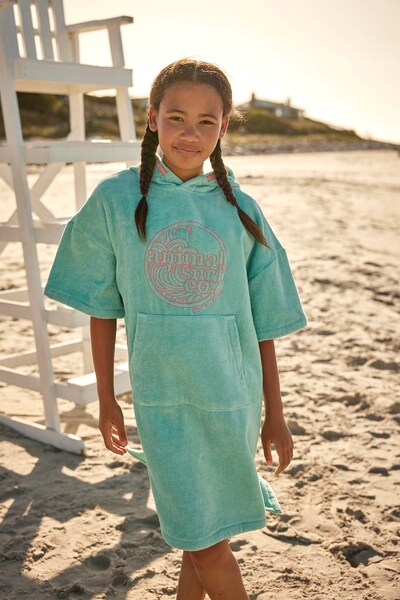  Animal Gill Kids Towelling Poncho   Turquoise 