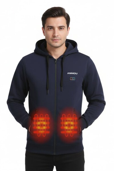  Anniou Clothing Heated Zip Up Hoodie Mens 