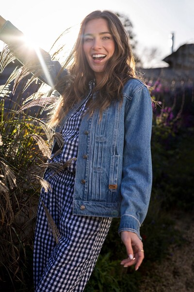  Brakeburn Ruffle Neck Blue Womens Denim Jacket 