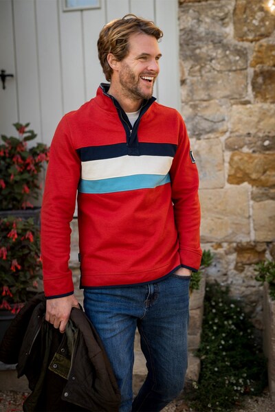  Brakeburn Talbot Mens Stripe Quarter Zip Sweatshirt 