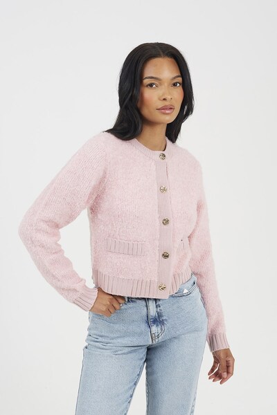  Brave Soul Button Through Womens Boucle Cardigan 