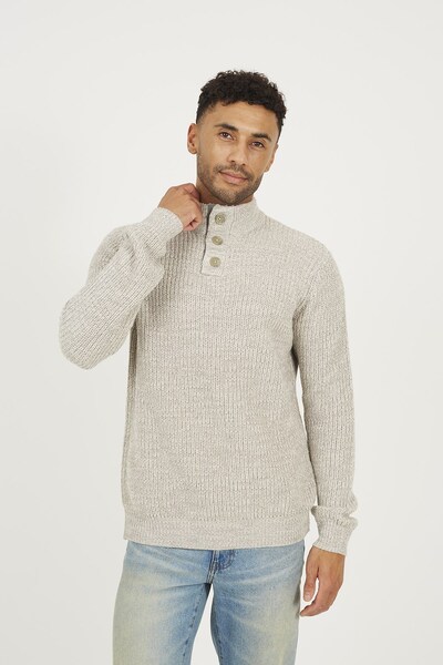  Brave Soul Funnel Neck Mens Jumper With Buttons 