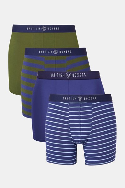  British Boxers Mens Four Pack Bamboo Stretch Trunks 