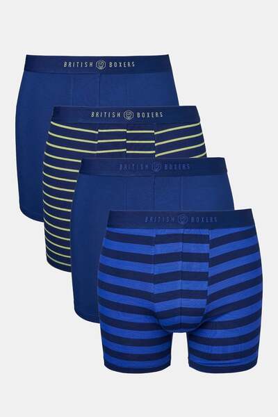  British Boxers Mens Four Pack Bamboo Stretch Trunks 