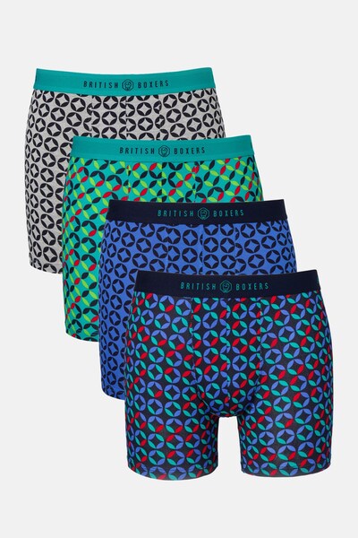  British Boxers Mens Four Pack Bamboo Stretch Trunks 