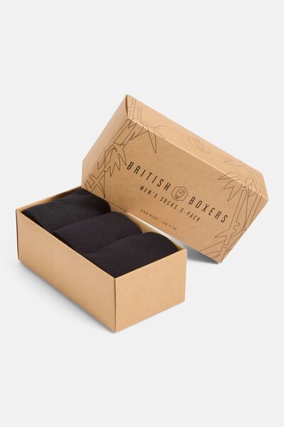 British Boxers Mens Three Pair Bamboo Sock Gift Box 