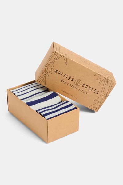  British Boxers Mens Three Pair Bamboo Sock Gift Box 