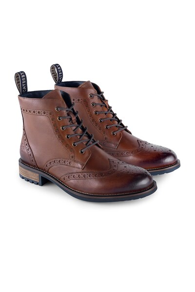  Catesby England Ensign Mens Leather Brogue Lace Up Boots 