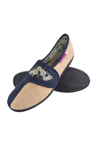  Dunlop Women's Wide Fit Memory Foam Velcro Slippers 