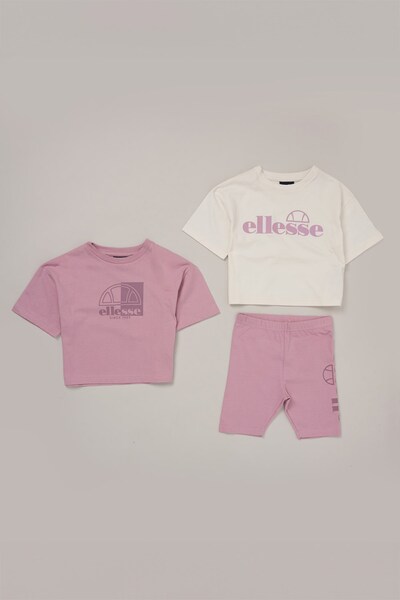  Ellesse 3 Piece Kids T Shirt And Cycle Short Outfit Set 