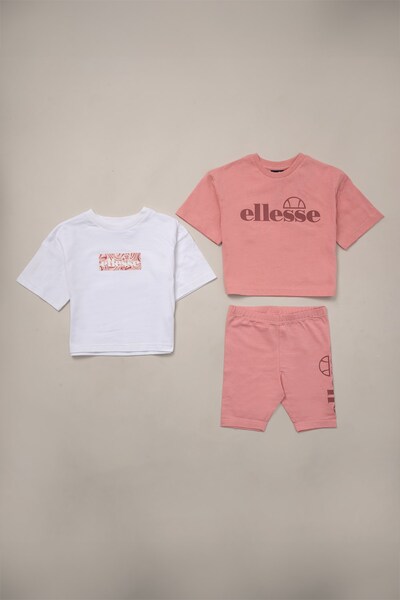  Ellesse 3 Piece Kids T Shirt And Cycle Short Outfit Set 
