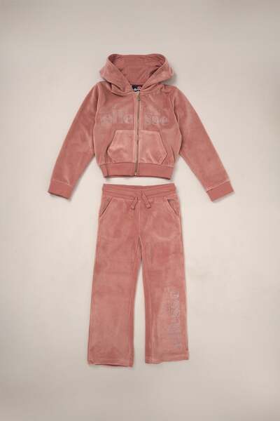  Ellesse Velour Zip Hoody And Wide Leg Jogger Kids Set 