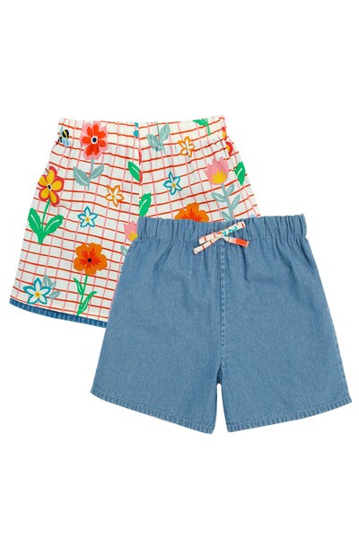  Frugi Kids 100% Cotton Marigold Reversible Shorts 