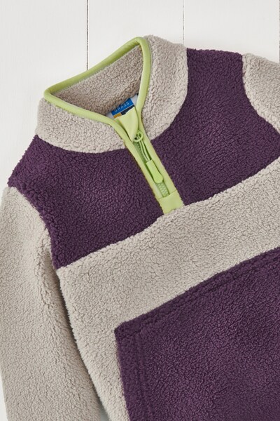  Grass & Air Kids Borg Quarter Zip Jumper 