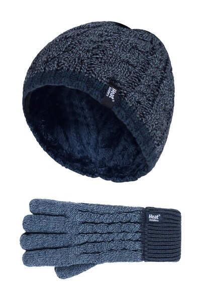  Heat Holders Kids Cable Knit Hat And Gloves Set 