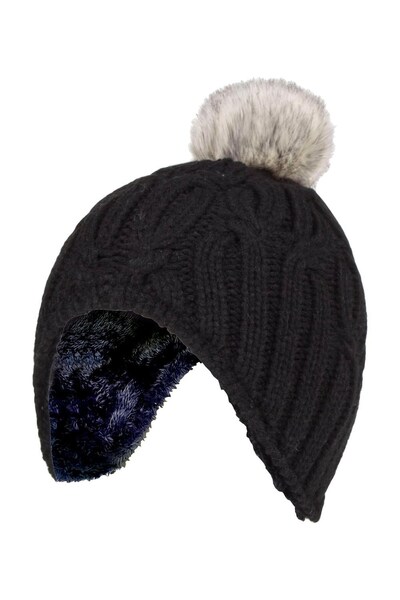  Heat Holders Kids Cable Knit Pom Pom Hat 