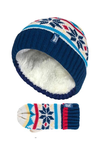  Heat Holders Kids Thermal Warm Hat And Mittens Set 