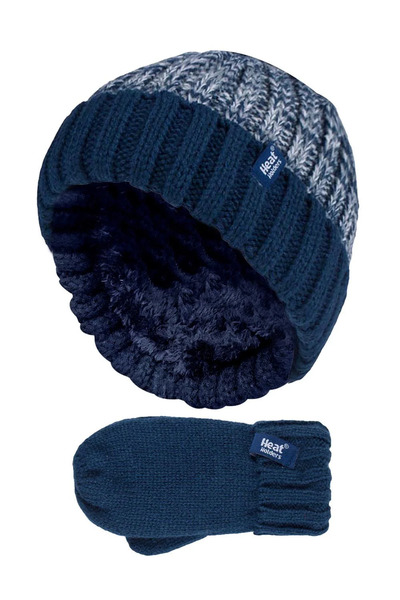  Heat Holders Kids Thermal Warm Hat And Mittens Set 