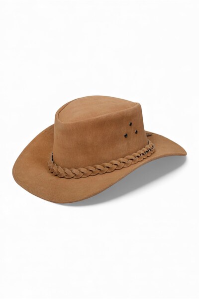  Infinity Leather Mens Cowboy Outback Suede Leather Aussie Bush Hat 