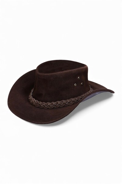  Infinity Leather Mens Cowboy Outback Suede Leather Aussie Bush Hat 