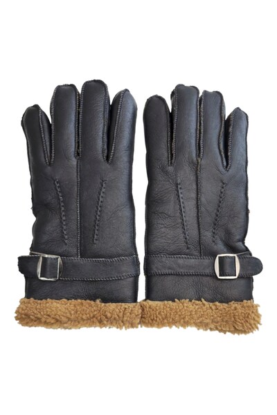  Infinity Leather Mens Luxury Sheepskin Leather Buckle Gloves 