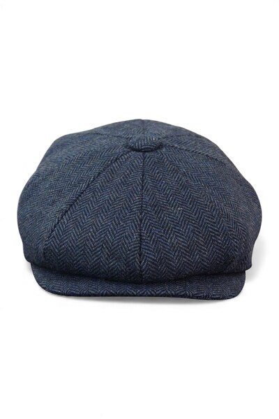 Infinity Leather Mens Peaky Blinders Blue Tweed Flat Baker Hat 
