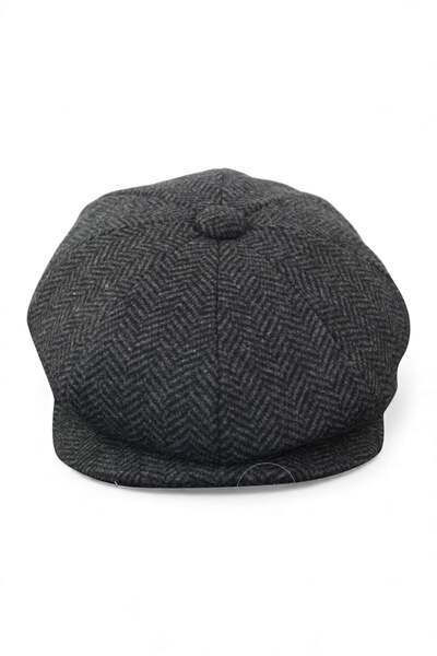  Infinity Leather Mens Peaky Blinders Grey Tweed Flat Baker Hat 