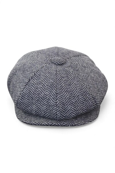  Infinity Leather Mens Peaky Blinders Grey Tweed Flat Baker Hat 