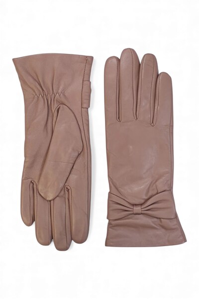  Infinity Leather Womens Italian Leather Bow Design Winter Gloves 