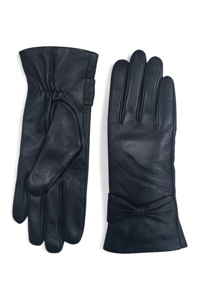  Infinity Leather Womens Italian Leather Bow Design Winter Gloves 