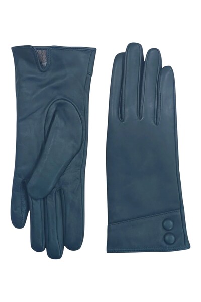  Infinity Leather Womens Italian Leather Button Winter Gloves 
