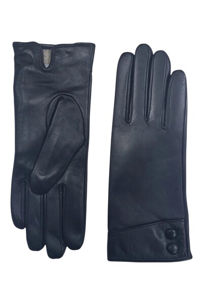  Infinity Leather Womens Italian Leather Button Winter Gloves 