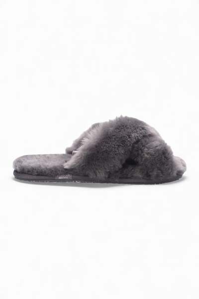  Infinity Leather Womens Sheepskin Slippers Winter Fur Crossover 