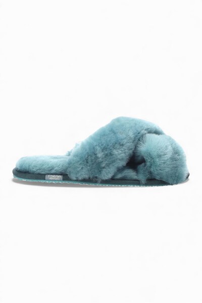  Infinity Leather Womens Sheepskin Slippers Winter Fur Crossover 
