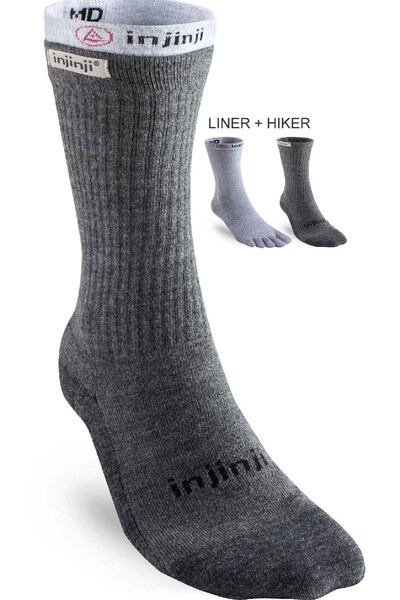  Injinji Merino Wool Mens Liner+hiker Toe Socks 