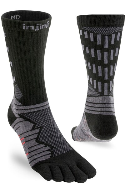  Injinji Mid Weight Mens Ultra Run Crew Length Toe Socks 
