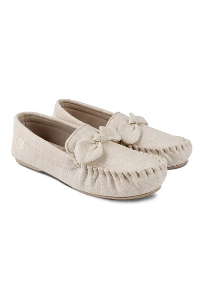  Isotoner Womens Linen Bow Moccasin Slipper 