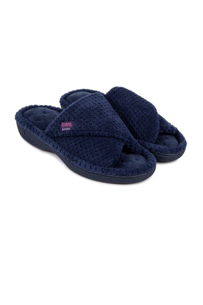  Isotoner Womens Popcorn Turnover Open Toe Slippers 