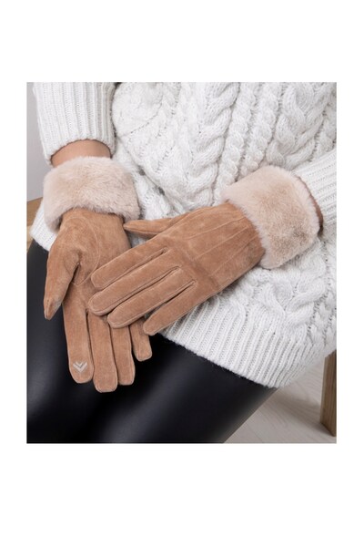  Isotoner Womens Three Point Suede Smartouch Gloves 