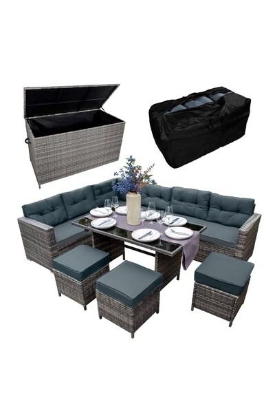  Jardi Rattan Corner Set & Cushion Storage Box 
