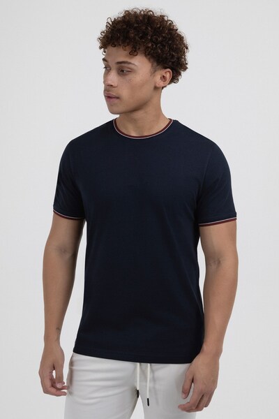  Larsson & Co Mens T Shirt With Contrast Rib Tipping 