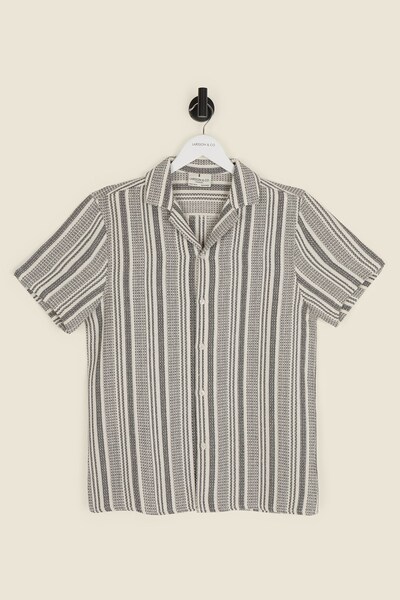  Larsson & Co Mens Waffle Stripe Short Sleeve Shirt 